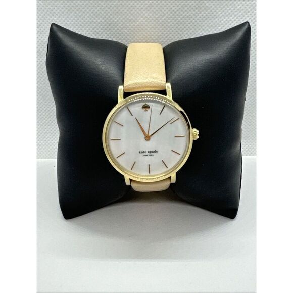 Kate Spade New York Metro 0073 Women's Beige Leather Analog Quartz Watch JNA505 - Picture 1 of 11